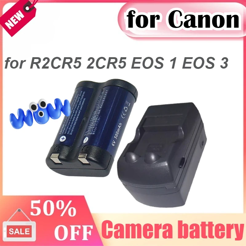 Rechargeable Battery for Canon R2CR5 2CR5 EOS 1 EOS 3 Rechargeable Lithium Battery 6V Camera Battery Set 2 Batteries+1 Charger
Rechargeable Battery for Canon R2CR5 2CR5 EOS 1 EOS 3 Rechargeable Lithium Battery 6V Camera Battery Set 2 Batteries+1 Charger