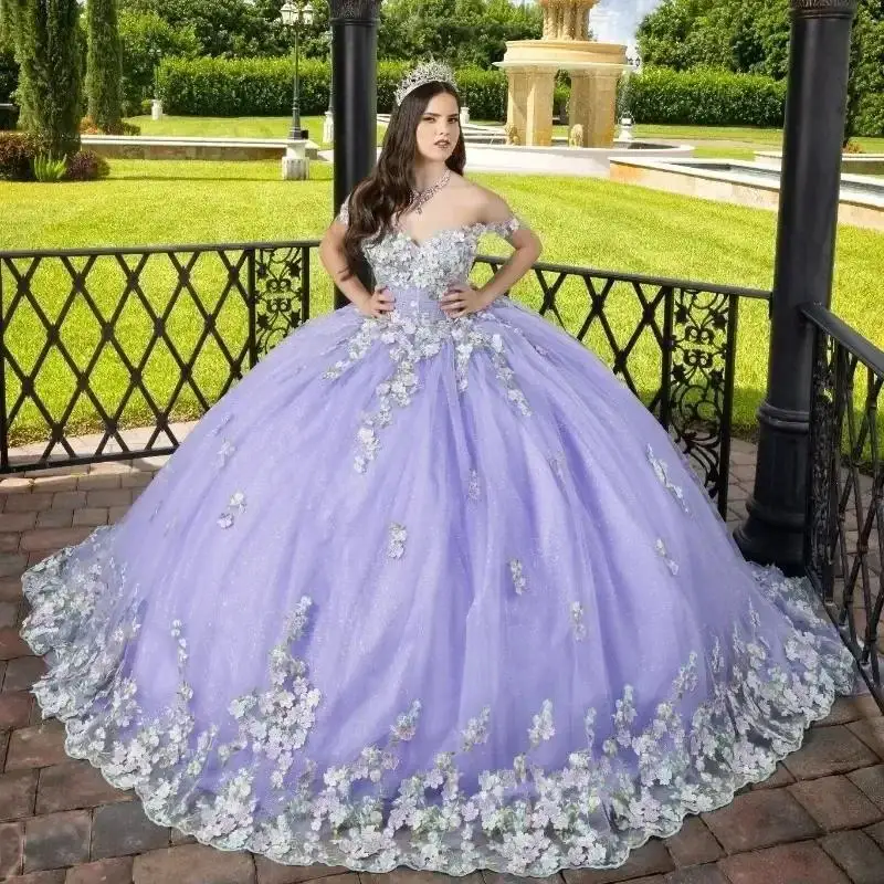 Customized Glittering Lavender Quinceanera Dresses Luxury Flower Lace Birthday Party Prom Princess Gown Vestidos De 15 Anos
Customized Glittering Lavender Quinceanera Dresses Luxury Flower Lace Birthday Party Prom Princess Gown Vestidos De 15 Anos