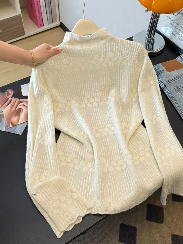 Casual Lace Knit Sweater Women's Faion Design High-End Slim Fit Embroidered Sweater Long Sve Winter Regular Fit Knitwear
Casual Lace Knit Sweater Women's Faion Design High-End Slim Fit Embroidered Sweater Long Sve Winter Regular Fit Knitwear