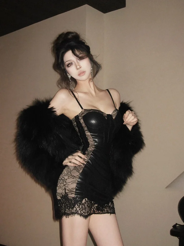 Pure Desire Sexy Lace Patchwork Strap Dress Women's Slim Fit Butt Covering Spring Summer Short Skirt High Waist Commute Style
Pure Desire Sexy Lace Patchwork Strap Dress Women's Slim Fit Butt Covering Spring Summer Short Skirt High Waist Commute Style