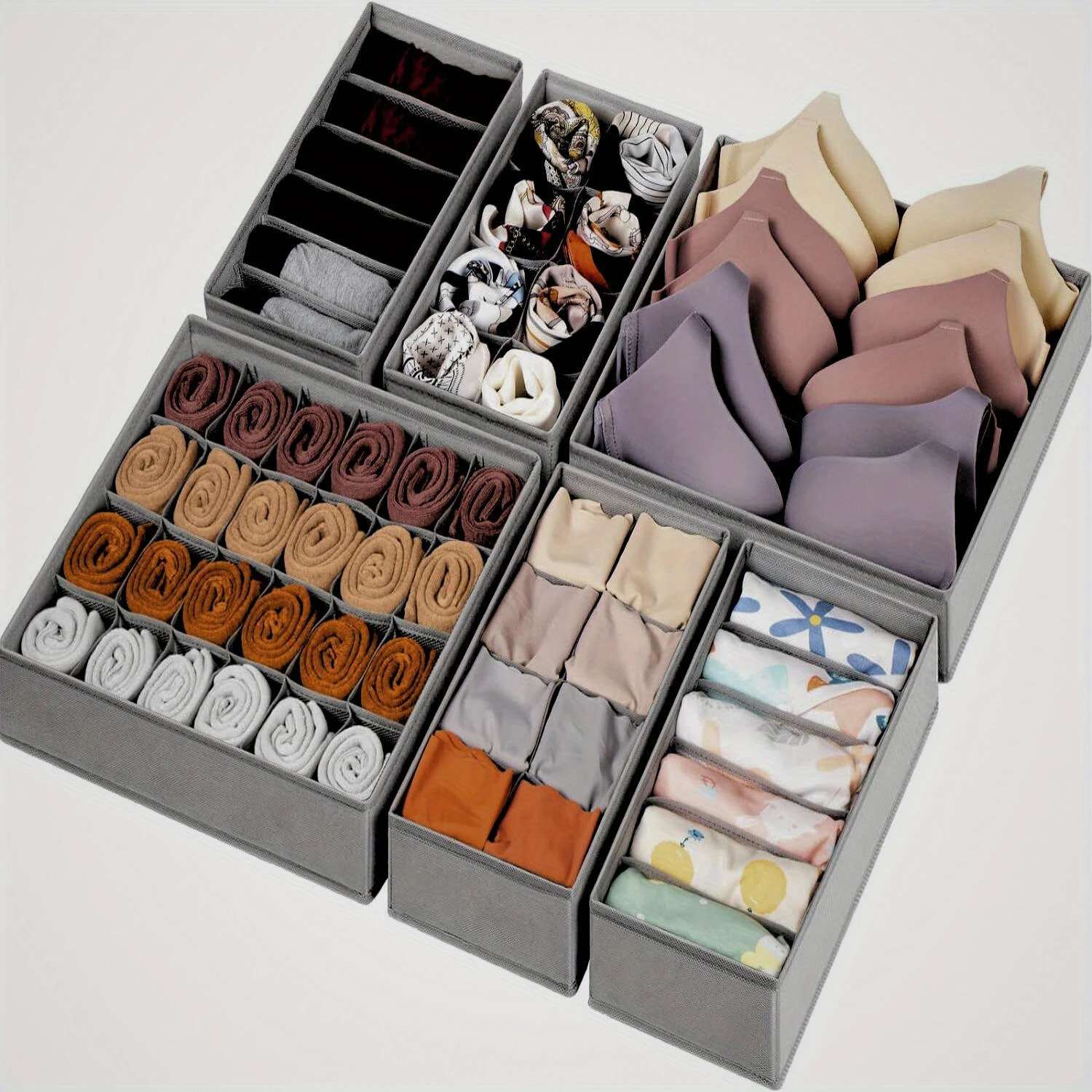 6 Pack Foldable Fabric Drawer Dividers with 58 Cells - Fragrance Free, Adjustable Bins for Organizing Socks, Underwear, Baby Cl
6 Pack Foldable Fabric Drawer Dividers with 58 Cells - Fragrance Free, Adjustable Bins for Organizing Socks, Underwear, Baby Cl