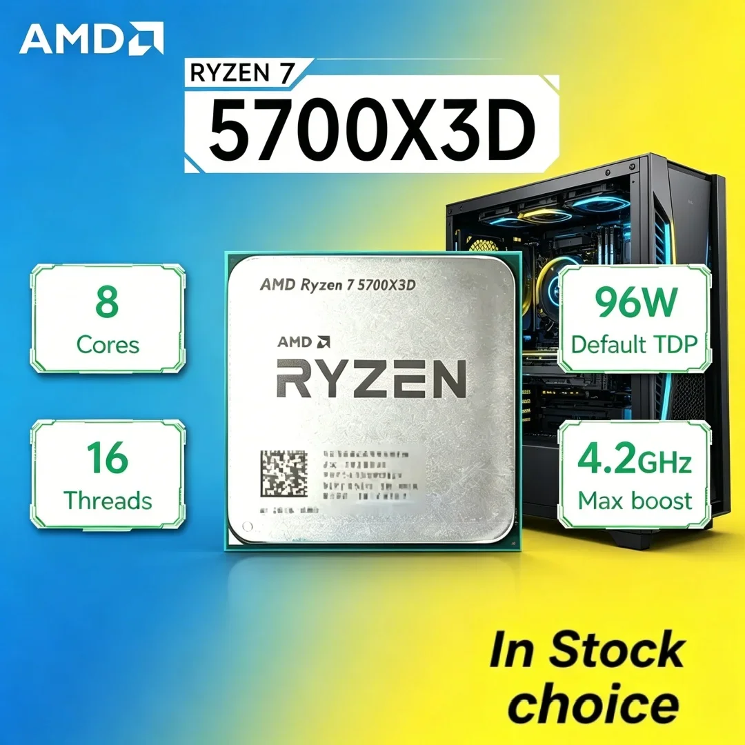 High Frequency AMD Ryzen 7 5700X3D Bulk CPU for X570 B550 8-Cores 16-Threads 3 GHz Up to 4.1 GHz 105W AM4 CPU DDR4 Ryzen
High Frequency AMD Ryzen 7 5700X3D Bulk CPU for X570 B550 8-Cores 16-Threads 3 GHz Up to 4.1 GHz 105W AM4 CPU DDR4 Ryzen
