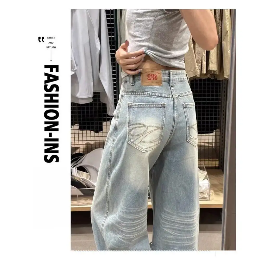 Light Wash Ripped Straight Leg Jeans Women's Spring Autumn plus Size High Waist Pocket Design Wide Leg Pants Floor-Length Tro...
Light Wash Ripped Straight Leg Jeans Women's Spring Autumn plus Size High Waist Pocket Design Wide Leg Pants Floor-Length Tro...