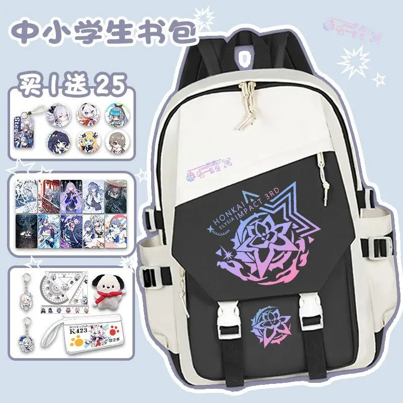 Anime Color Block For Elementary And Middle School Students, High-Value Double-Shoulder Bag, Large Capacity, Lightweight Back 
Anime Color Block For Elementary And Middle School Students, High-Value Double-Shoulder Bag, Large Capacity, Lightweight Back