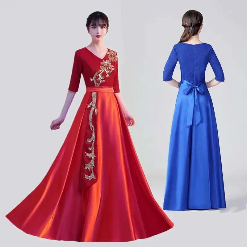 New Style Choir Women's Long Dress Adult Performance Costume Host Dress Conductor Dress Recitation Red Song Choir Competition
New Style Choir Women's Long Dress Adult Performance Costume Host Dress Conductor Dress Recitation Red Song Choir Competition