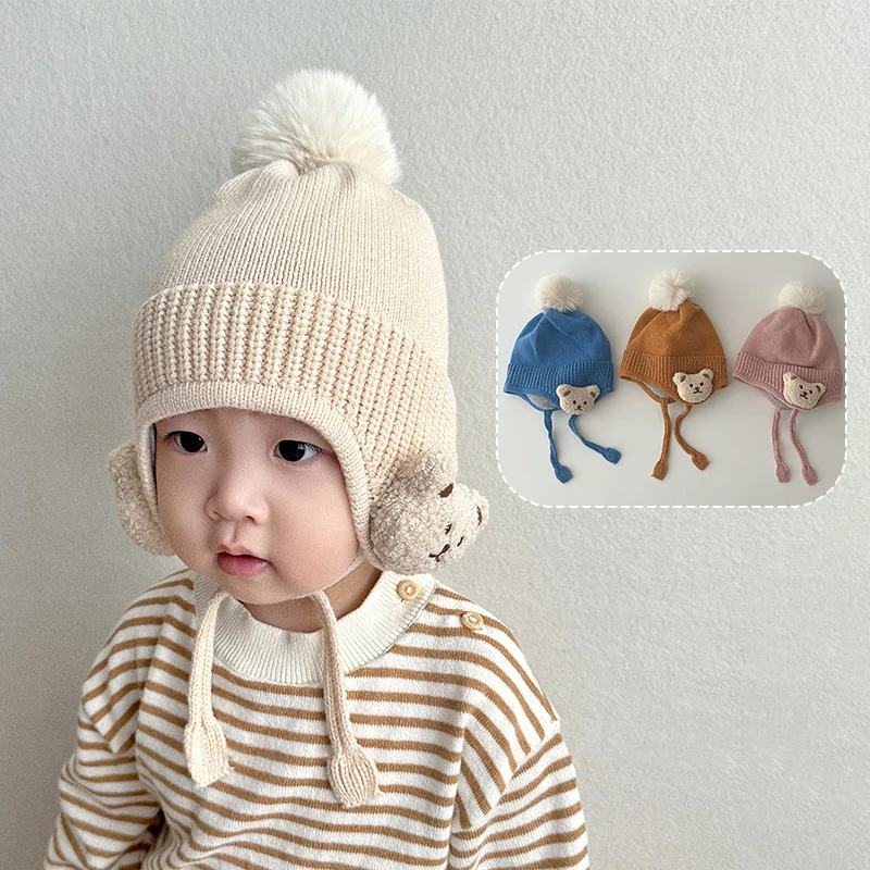 Cute Bear Baby Earmuffs Cap Winter Warm Children Ear Protection Hat 0-2year Boy Girl Pompom Beanie Toddler Woolen Knitted Caps
Cute Bear Baby Earmuffs Cap Winter Warm Children Ear Protection Hat 0-2year Boy Girl Pompom Beanie Toddler Woolen Knitted Caps