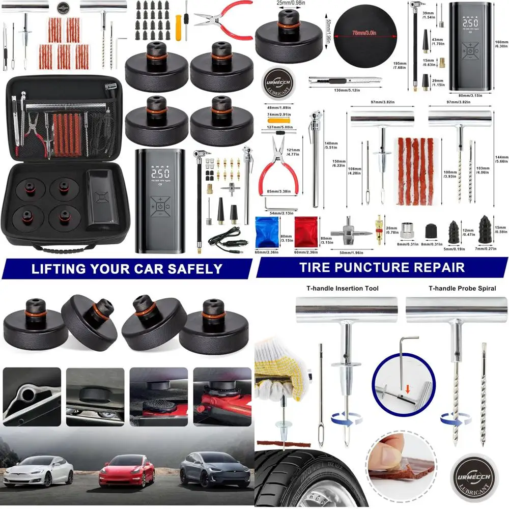 4-Piece Lifting Jack Pads for Various Car Models with Tire Repair Kit and Digital Air Pump
4-Piece Lifting Jack Pads for Various Car Models with Tire Repair Kit and Digital Air Pump