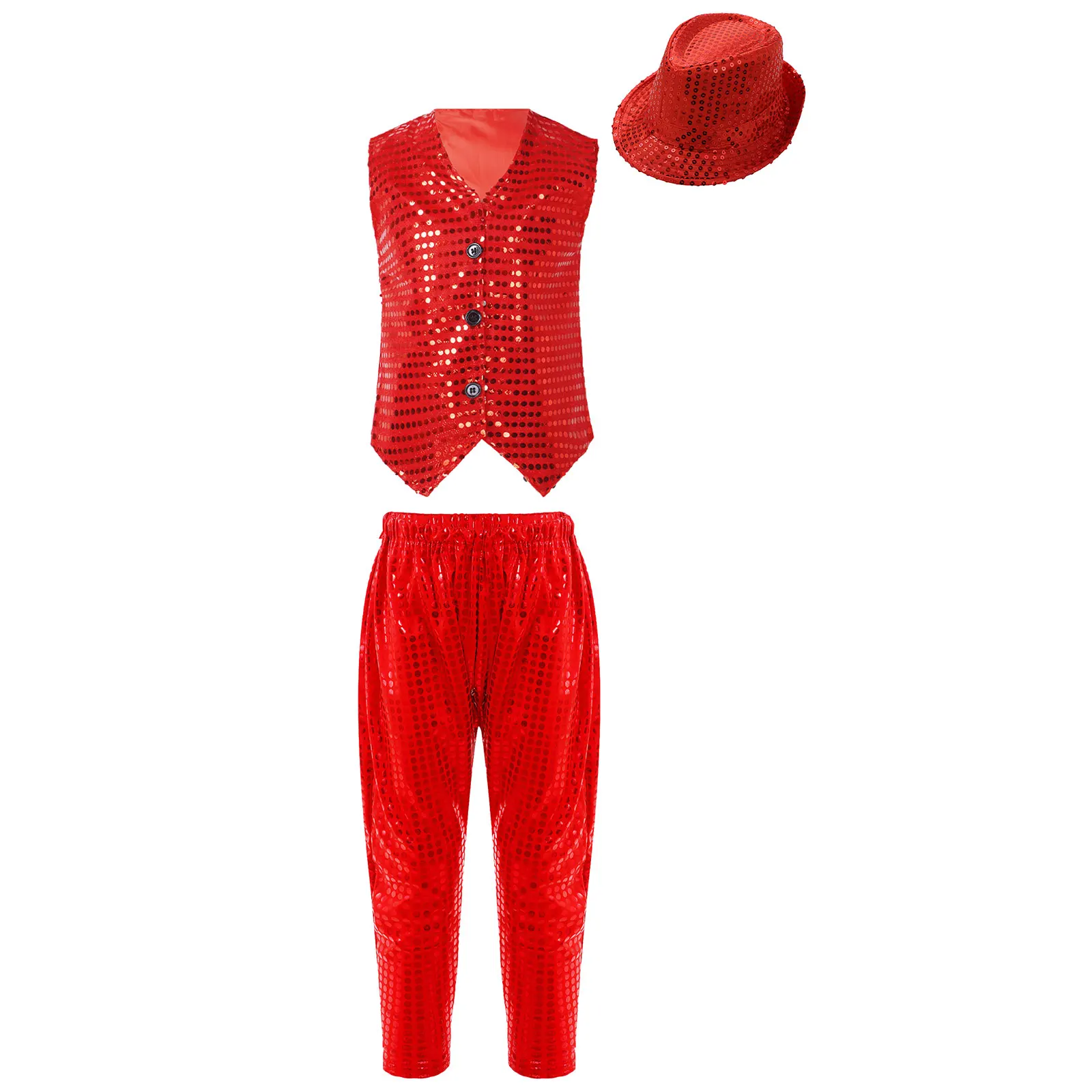 Kids Hip Hop Jazz Cheerleading Dance Outfit Sleeveless Sequins Vest with Pants Hat School Party Show Stage Performance Dancewear
Kids Hip Hop Jazz Cheerleading Dance Outfit Sleeveless Sequins Vest with Pants Hat School Party Show Stage Performance Dancewear