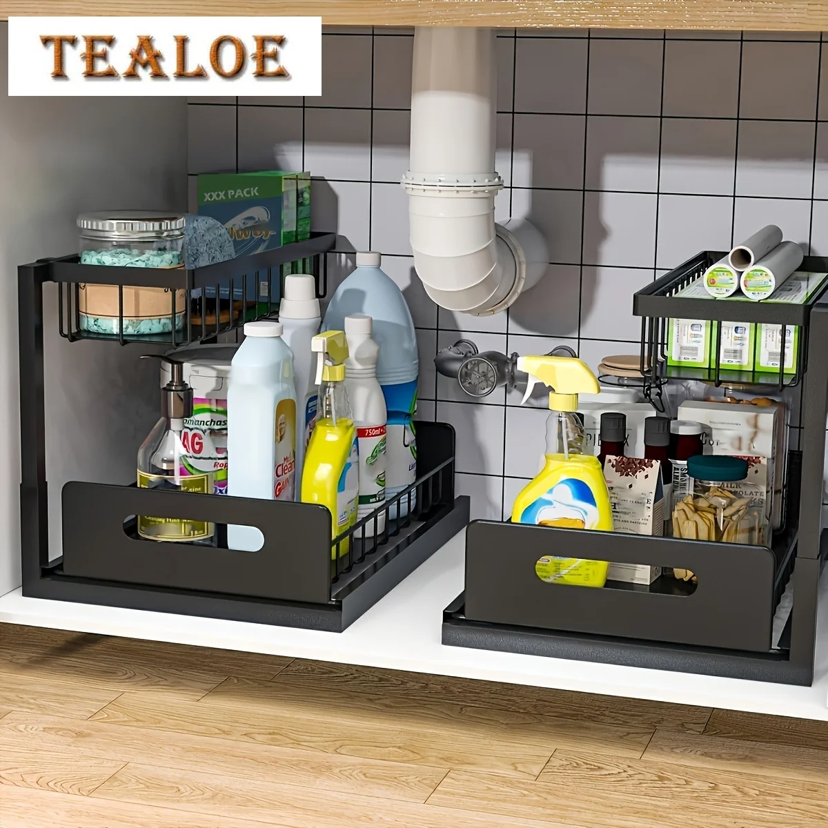 Under Sink Kitchen Storage Rack Set - Sliding Metal Drawer Organizer for Bathroom, Pantry, and Cabinets Essential for Home Use
Under Sink Kitchen Storage Rack Set - Sliding Metal Drawer Organizer for Bathroom, Pantry, and Cabinets Essential for Home Use