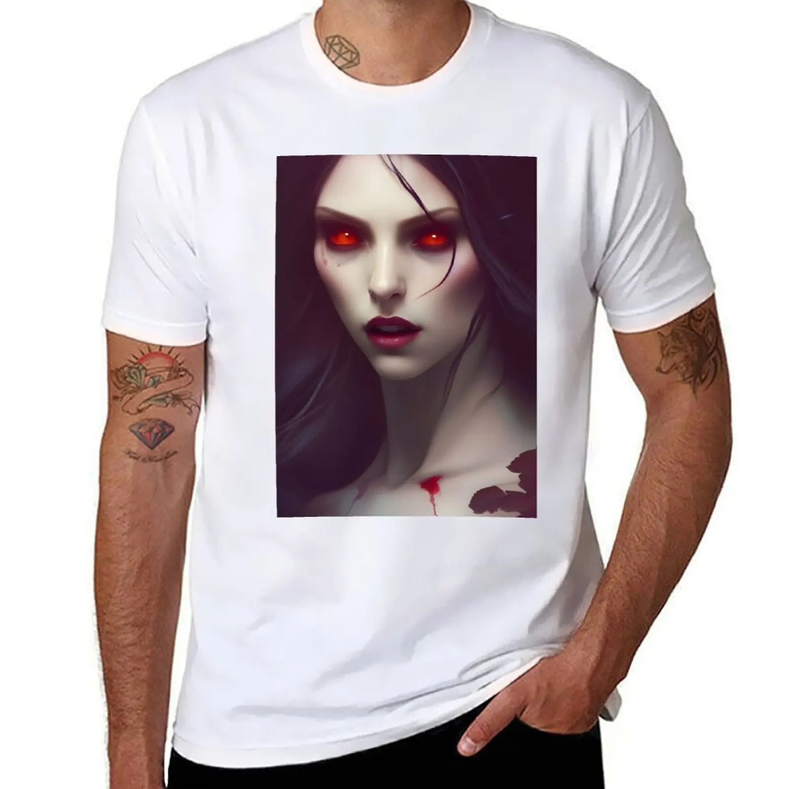 Vampire Red Eyes Alluring Dark Beautiful Artwork T-Shirt printed t shirts for man funny t shirts cotton T-Shirt
Vampire Red Eyes Alluring Dark Beautiful Artwork T-Shirt printed t shirts for man funny t shirts cotton T-Shirt