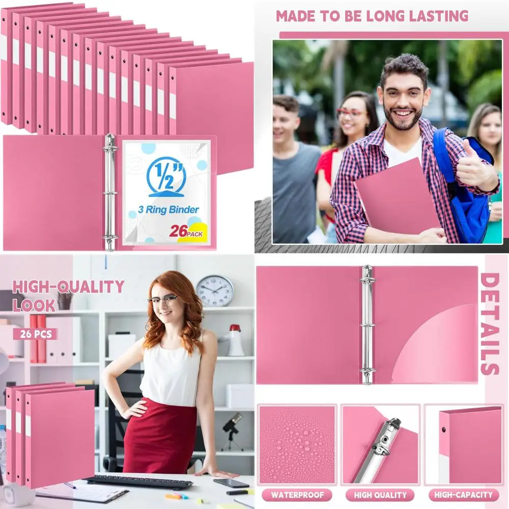 0.5 Inch 3-Ring Binder, Pink, Holds 140 Sheets, Letter Size 8.5 x 11, Ideal for School or Office Use
0.5 Inch 3-Ring Binder, Pink, Holds 140 Sheets, Letter Size 8.5 x 11, Ideal for School or Office Use