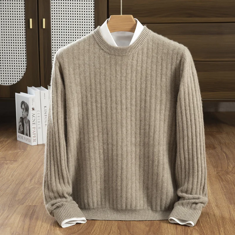 MVLYFLRT Men's 100% Cashmere Knit Sweater round Neck Pit Stripe Thick Pullover Warm Autumn Winter Long Sleeved Men's Clothing...
MVLYFLRT Men's 100% Cashmere Knit Sweater round Neck Pit Stripe Thick Pullover Warm Autumn Winter Long Sleeved Men's Clothing...