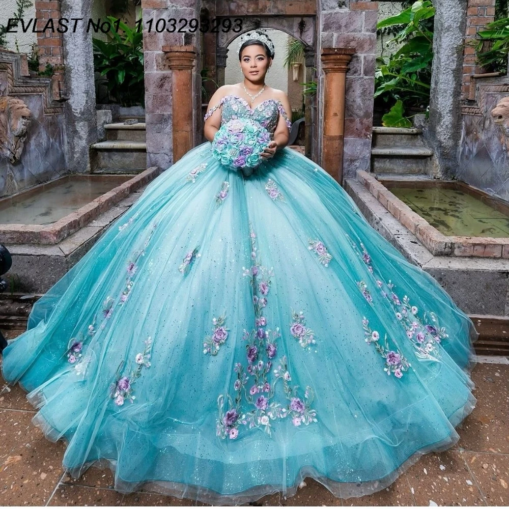 EVLAST Customized Glitter Mint Quinceanera Dress Ball Gown 3D Floral Applique Beading Corset Sweet 16 Vestido De 15 Anos E1Q158
EVLAST Customized Glitter Mint Quinceanera Dress Ball Gown 3D Floral Applique Beading Corset Sweet 16 Vestido De 15 Anos E1Q158
