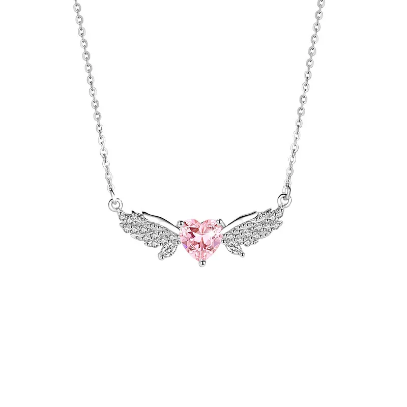 925 Sterling Silver Angel's Wings Pendant Necklace Pink AAA CZ Clavicle Chain For Women Birthday Gift Jewelry
925 Sterling Silver Angel's Wings Pendant Necklace Pink AAA CZ Clavicle Chain For Women Birthday Gift Jewelry