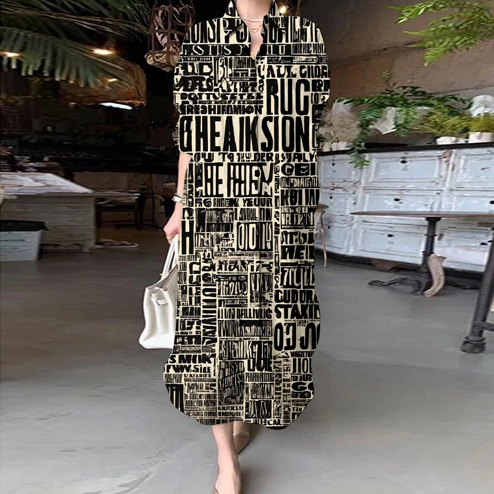 Temperament Women's Clothing 2024 Elegant Newspaper Letter Print Shirt Dress Lapel Single-Breasted Blouse Dresses Commuter Gown
Temperament Women's Clothing 2024 Elegant Newspaper Letter Print Shirt Dress Lapel Single-Breasted Blouse Dresses Commuter Gown