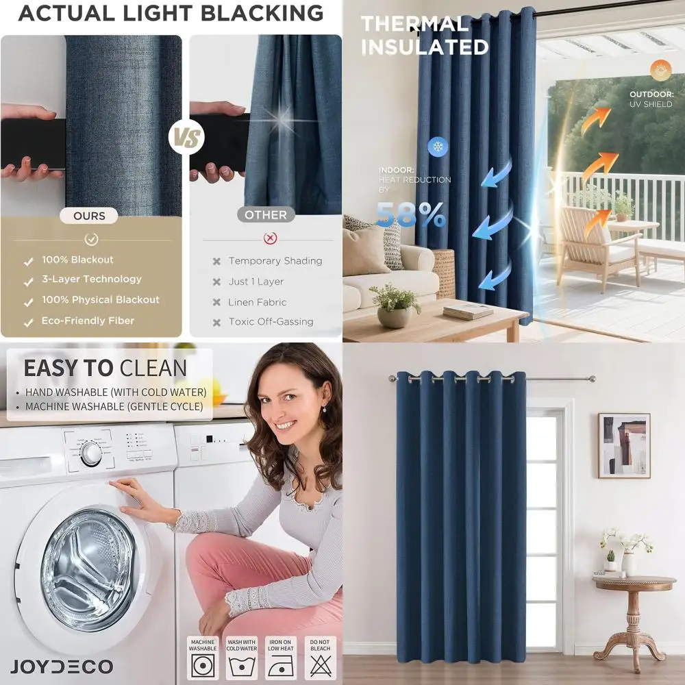 Термоизолирующая светонепроницаемая штора из денима синего цвета, 120 дюймов, для спален
Термоизолирующая светонепроницаемая штора из денима синего цвета, 120 дюймов, для спален