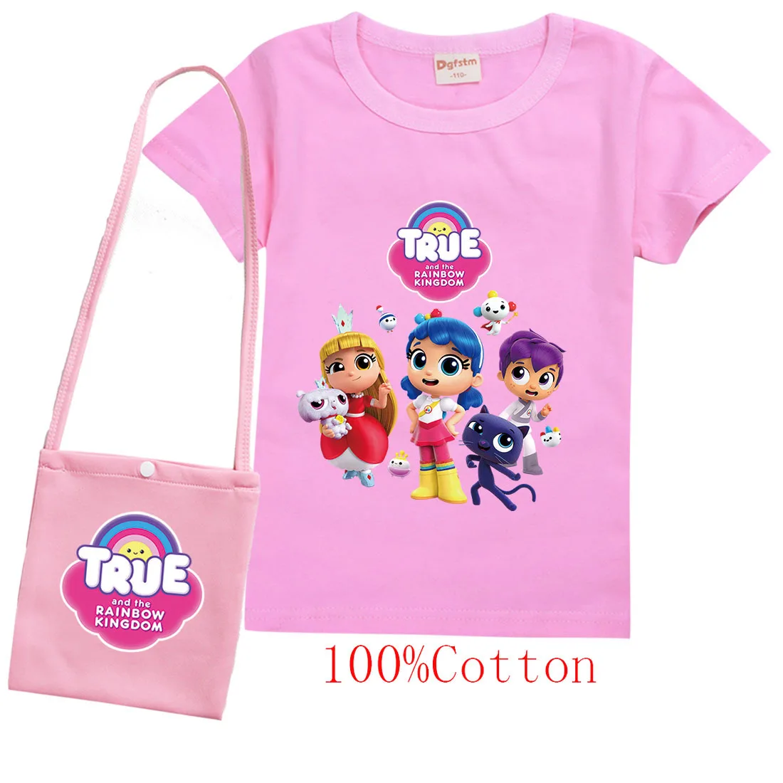 Cartoon True and The Rainbow Kingdom Clothes Children Summer T-shirt Toddler Girls Short Sleeve Tshirt and Little Bag 2pcs Suits
Cartoon True and The Rainbow Kingdom Clothes Children Summer T-shirt Toddler Girls Short Sleeve Tshirt and Little Bag 2pcs Suits