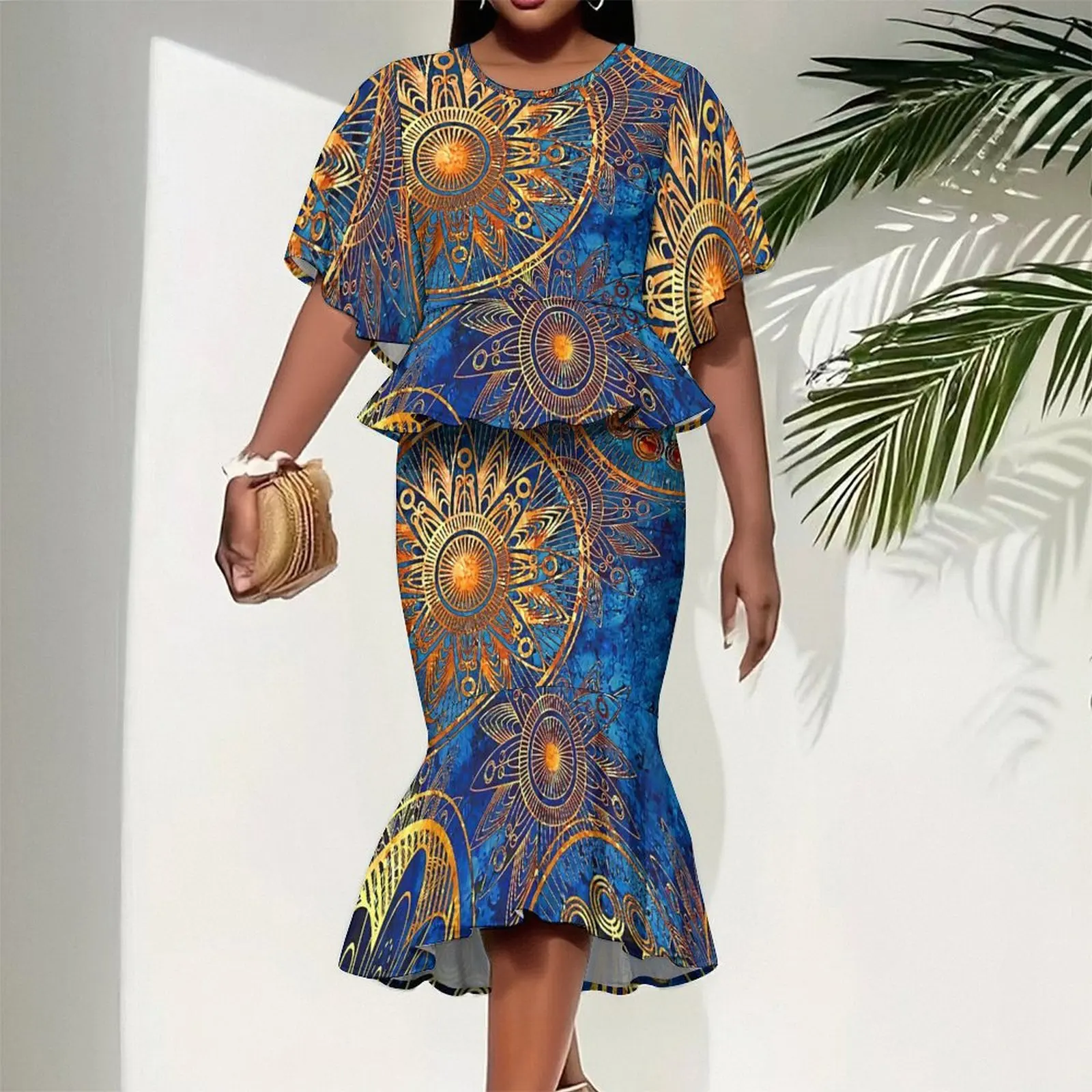 Round Neck Party Skirt Ladies Sexy Two Piece Set Women's Retro print Fishtail Skirt Casual Set Summer Fashion Slim Skirt
Round Neck Party Skirt Ladies Sexy Two Piece Set Women's Retro print Fishtail Skirt Casual Set Summer Fashion Slim Skirt