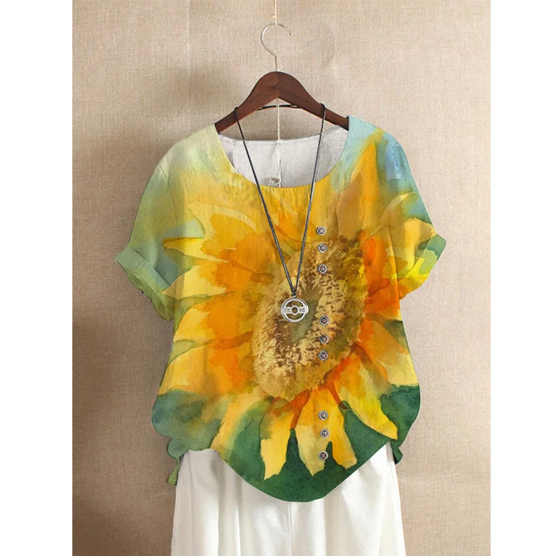 293776New European and American Plus Size 's Clothing Autumn New Round Neck Short Sleeve Floral Loose Top Women's Shirt
293776New European and American Plus Size 's Clothing Autumn New Round Neck Short Sleeve Floral Loose Top Women's Shirt