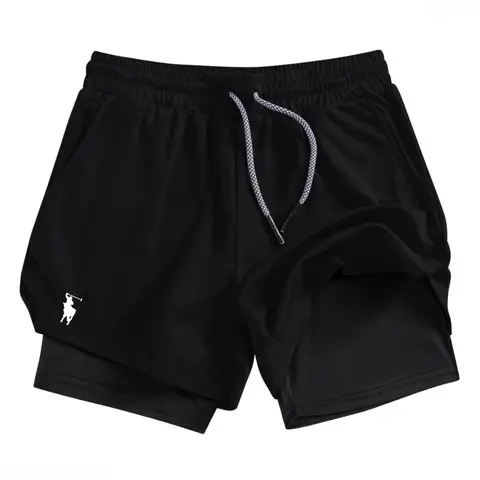 Men's fashionable and trendy high-quality summer shorts double-layer sports shorts suitable for gym training and running