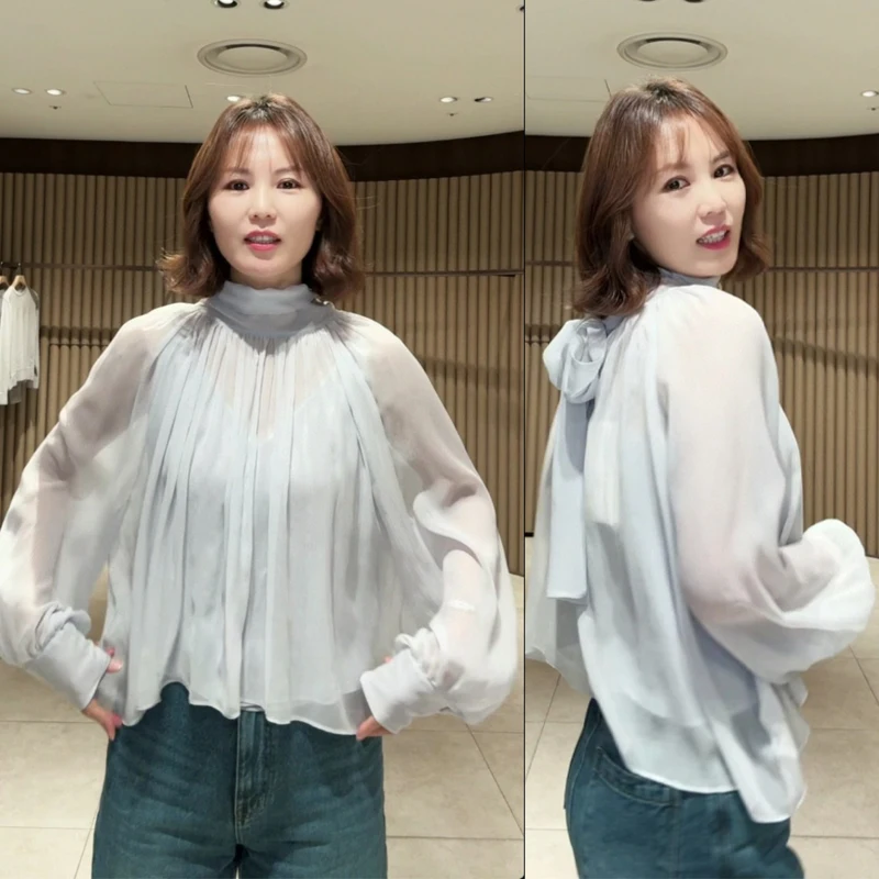 Женская шифоновая блузка Ele Korean Sle с воротником-стойкой и плиссированной юбкой, весенняя модная коллекция, легкая, из прозрачной ткани, B...
Женская шифоновая блузка Ele Korean Sle с воротником-стойкой и плиссированной юбкой, весенняя модная коллекция, легкая, из прозрачной ткани, B...