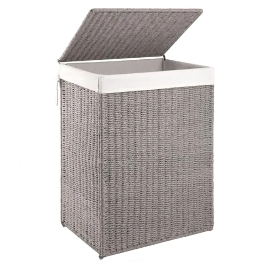 Laundry Hamper with Lid 90L Grey Large Handwoven Paper Rope Wicker Basket for Bedroom or Bathroom Washable Fabric Liner Sturdy
Laundry Hamper with Lid 90L Grey Large Handwoven Paper Rope Wicker Basket for Bedroom or Bathroom Washable Fabric Liner Sturdy