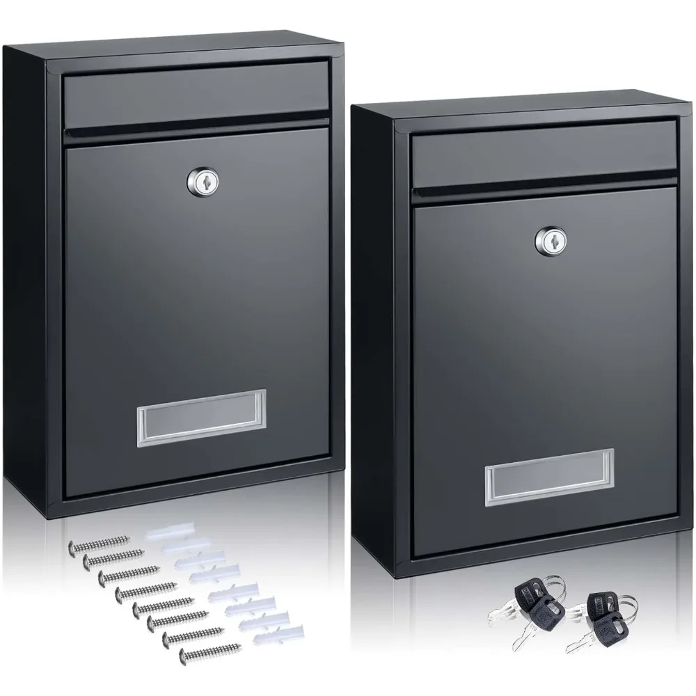 Two Pack Wall Mount Outdoor Mailbox Large Donation Drop Box Rustproof Steel with Slot 12.68x8.54x3.31 Inch Black
Two Pack Wall Mount Outdoor Mailbox Large Donation Drop Box Rustproof Steel with Slot 12.68x8.54x3.31 Inch Black