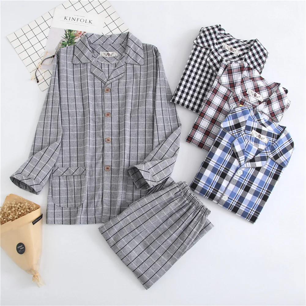 Spring Autumn Men Casual Plaid Pajama Sets Male 100% Cotton Loungewear Set Long Sleeve Cardigan Breathable Vintage Home Wear
Spring Autumn Men Casual Plaid Pajama Sets Male 100% Cotton Loungewear Set Long Sleeve Cardigan Breathable Vintage Home Wear