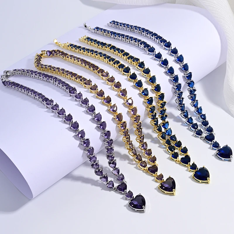Heart-shaped Golden-plated Brass Jewelry Set with Luxury Gemstones Women's Fashion Party Evening Ladies Jewelry Necklace:VL564
Heart-shaped Golden-plated Brass Jewelry Set with Luxury Gemstones Women's Fashion Party Evening Ladies Jewelry Necklace:VL564