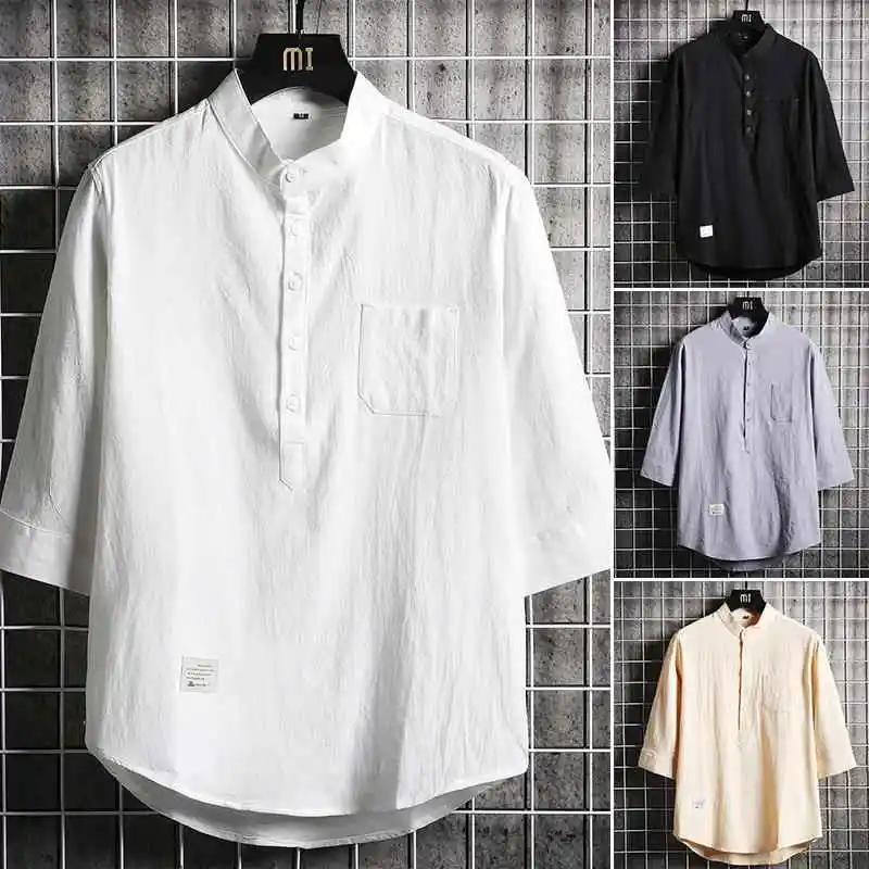 Men's Cotton Linen Short Sleeve T-Shirt Half Sleeve Comfortable Breathable Summer Thin Fabric Easy Care Casual Plain Shirt
Men's Cotton Linen Short Sleeve T-Shirt Half Sleeve Comfortable Breathable Summer Thin Fabric Easy Care Casual Plain Shirt