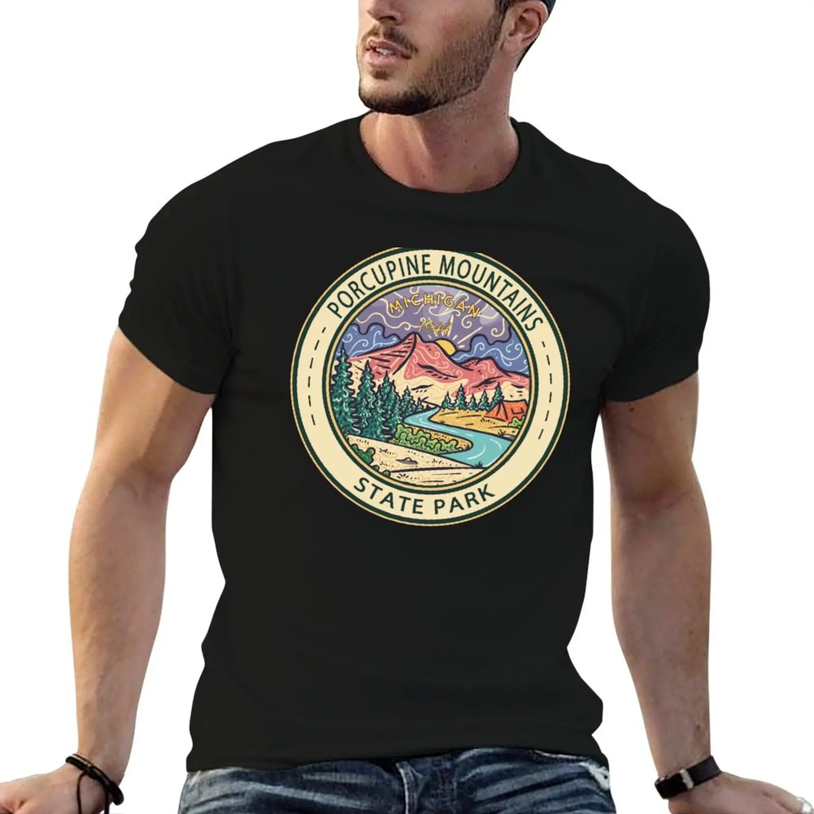 Porcupine Mountains State Park Michigan Badge T-Shirt cotton t shirt man man t shirt cotton T-Shirt
Porcupine Mountains State Park Michigan Badge T-Shirt cotton t shirt man man t shirt cotton T-Shirt