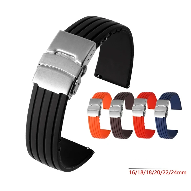 Silicone Rubber Watch Strap Band Deployment Buckle 18mm 20mm 22mm 24mm for Armani Omega Watch Replace the strap
Silicone Rubber Watch Strap Band Deployment Buckle 18mm 20mm 22mm 24mm for Armani Omega Watch Replace the strap