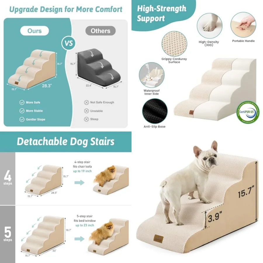 Dog Stairs for Small Dogs 1.7" H, - Sturdy Foam Dog s for Couch and Bed, Curved Pet Stairs for Puppy and Older Cat, Doggie Ladd
Dog Stairs for Small Dogs 1.7" H, - Sturdy Foam Dog s for Couch and Bed, Curved Pet Stairs for Puppy and Older Cat, Doggie Ladd