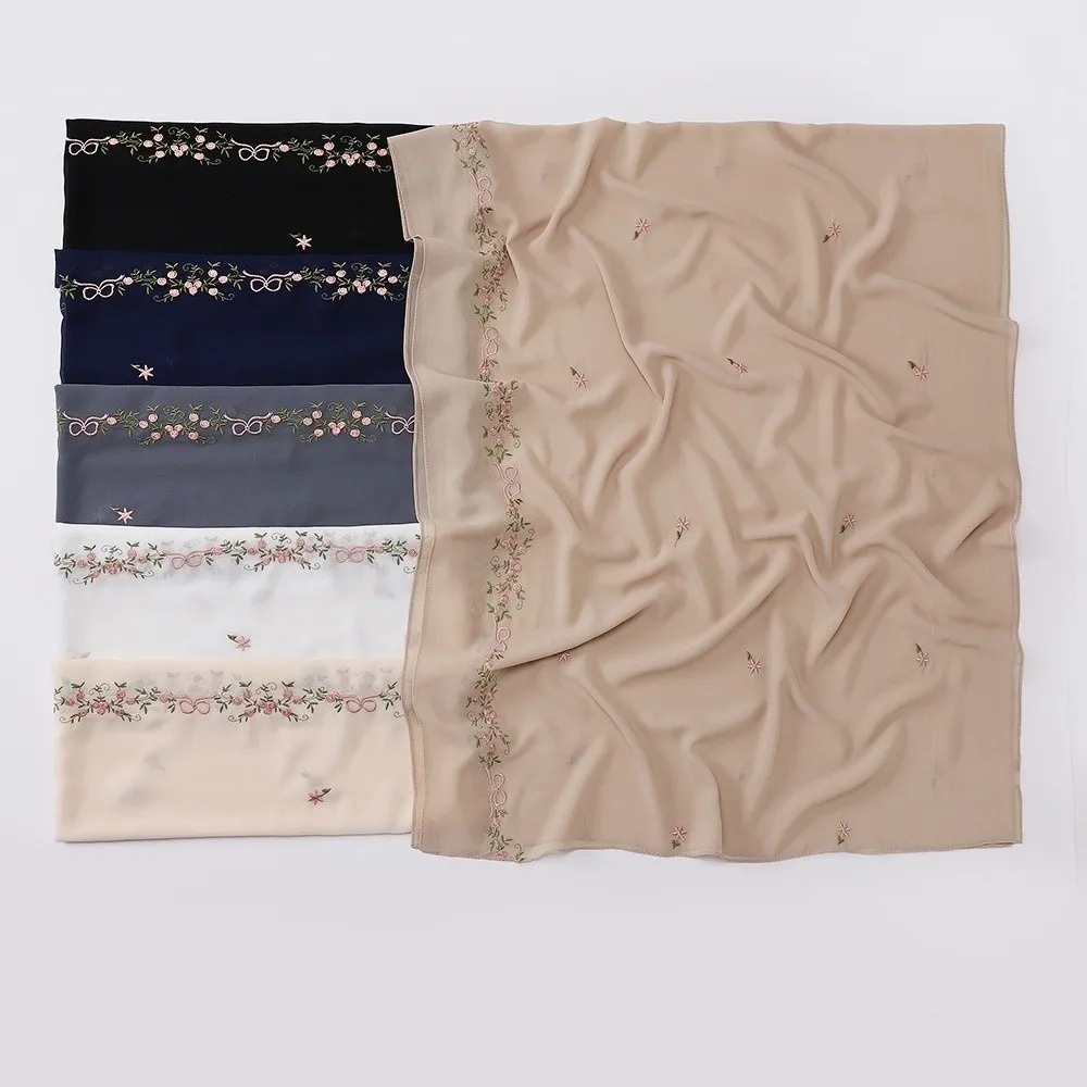 Elegant Solid Color Floral Headscarf Embroidery Mesh Thin Long Scarf Ethnic Style Muslim Headscarf Beach
Elegant Solid Color Floral Headscarf Embroidery Mesh Thin Long Scarf Ethnic Style Muslim Headscarf Beach