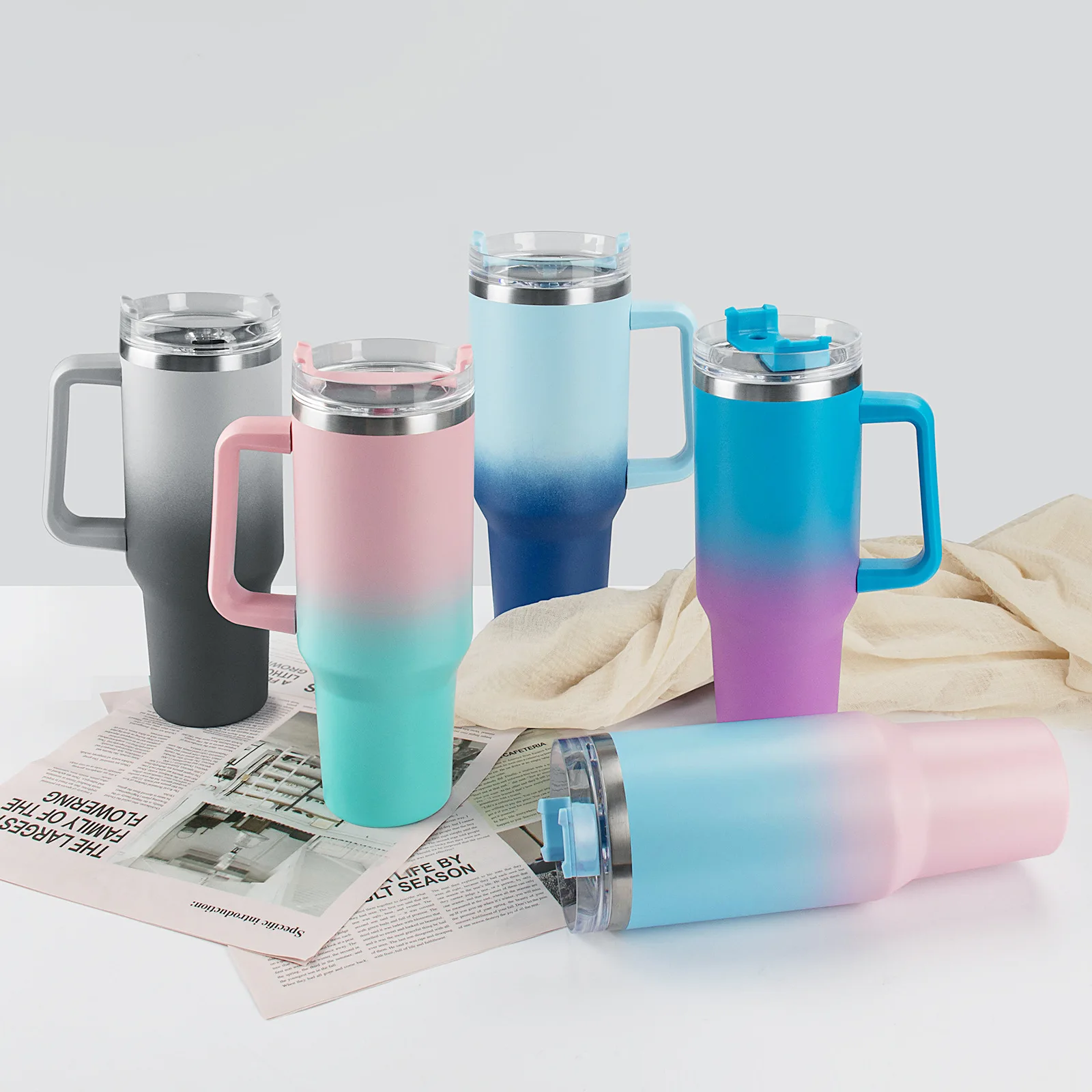 40 Oz Thermos Stainless Steel Coffee Cup with Handle Vacuum Leak-proof Gradient Laser Multi-color Coffee Car Sports Cup
40 Oz Thermos Stainless Steel Coffee Cup with Handle Vacuum Leak-proof Gradient Laser Multi-color Coffee Car Sports Cup