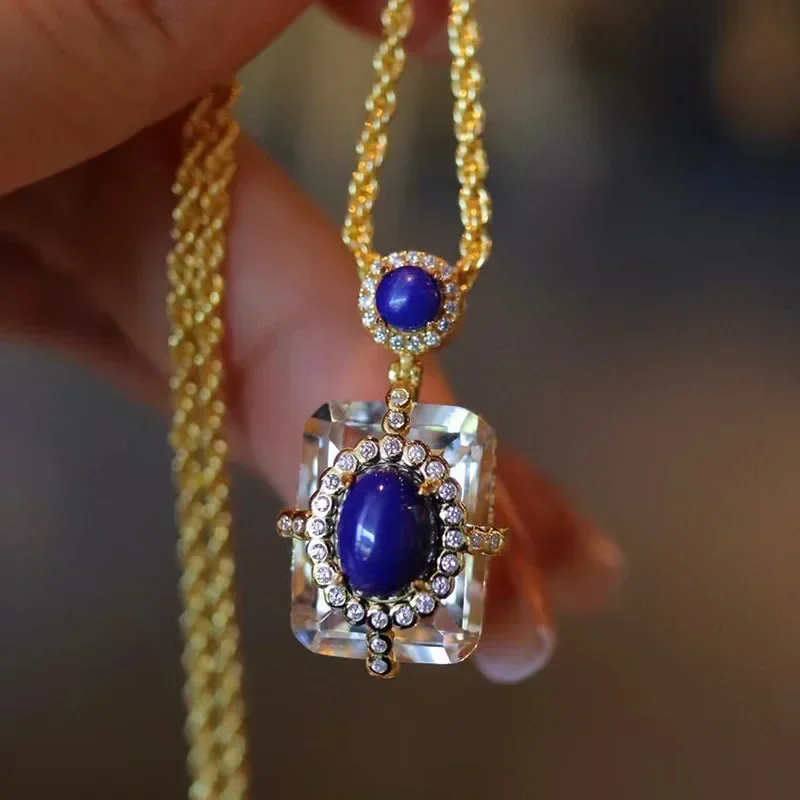 925 Silver Original Design Light Luxury Lapis Lazuli Necklace for Women White Crystal Square Pendant Blue Clavicle Chain Jewelry
925 Silver Original Design Light Luxury Lapis Lazuli Necklace for Women White Crystal Square Pendant Blue Clavicle Chain Jewelry