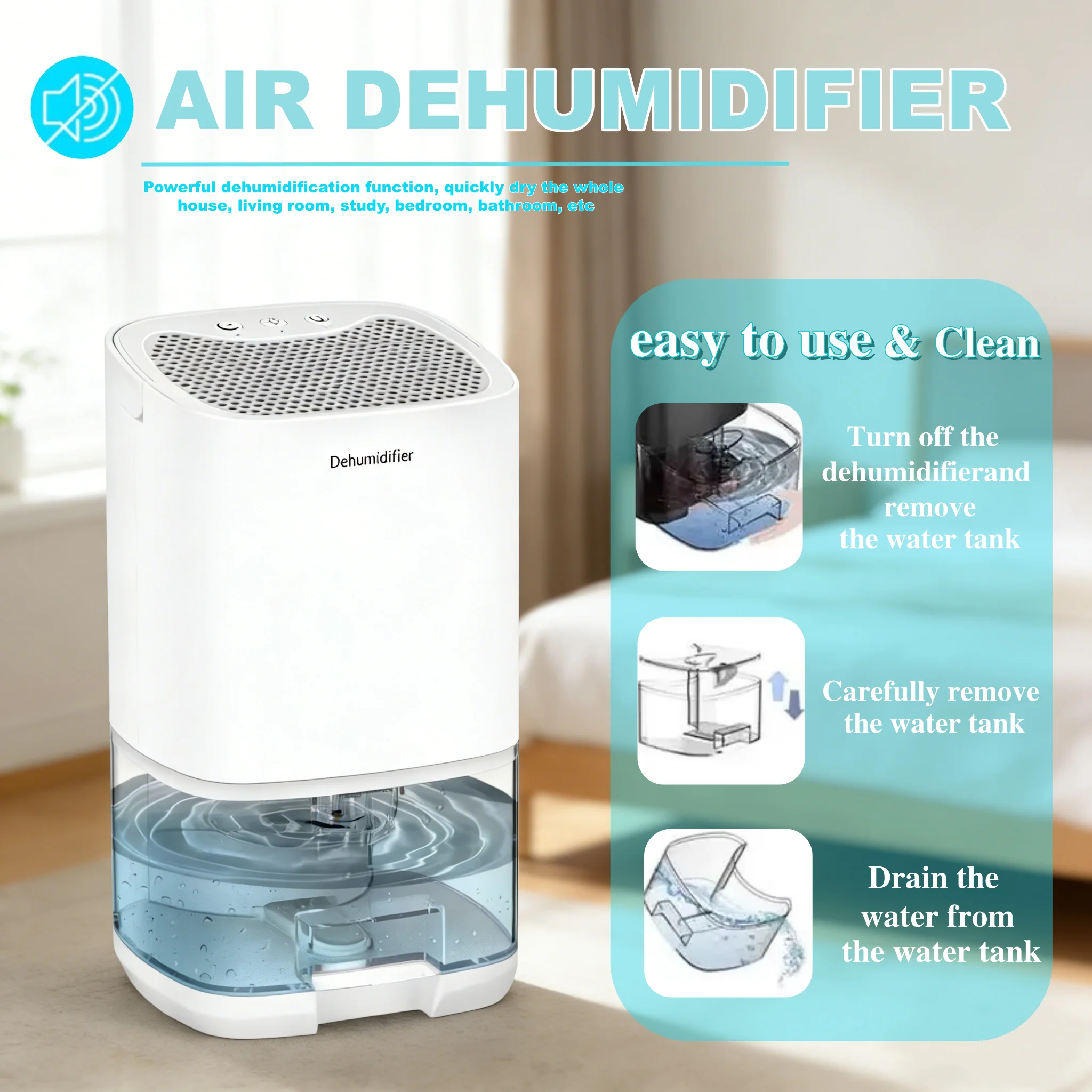 New Portable Air Dehumidifier For Home, Silent Moisture Absorber, Air Dryer, Bedroom, Office, Kitchen, Bedroom Deodorizing
New Portable Air Dehumidifier For Home, Silent Moisture Absorber, Air Dryer, Bedroom, Office, Kitchen, Bedroom Deodorizing