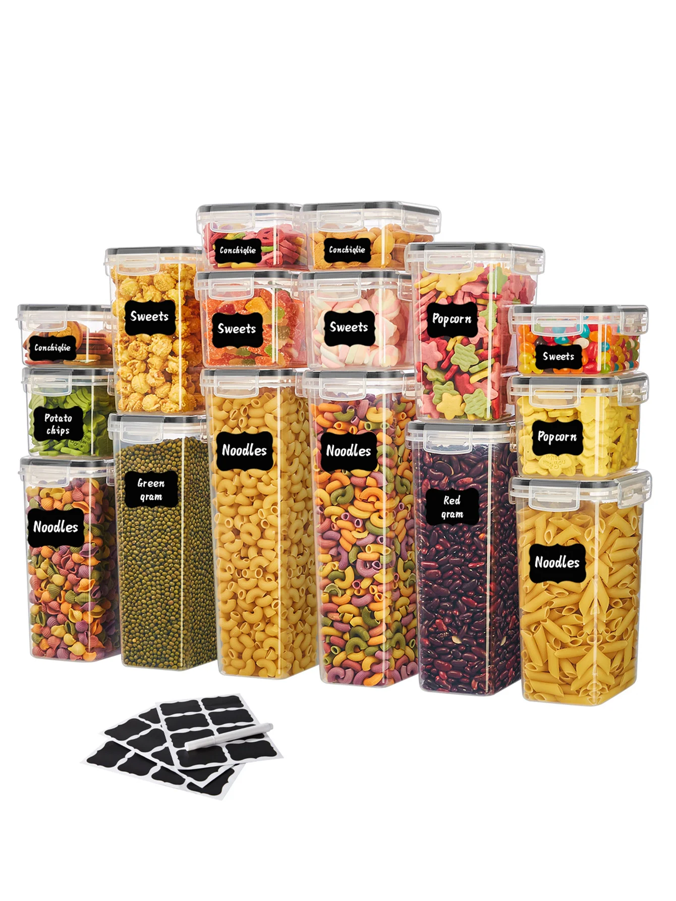 7pcs Sealed food storage containers with LIDS for cereal, pasta, flour and candy dishes, candy jars, plastic kitchen storage con
7pcs Sealed food storage containers with LIDS for cereal, pasta, flour and candy dishes, candy jars, plastic kitchen storage con