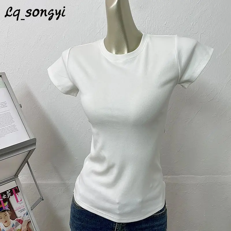 Lq_songyi Basic O Neck Cotton T Shirts Women 2024 New Summer Solid Tops Short Sleeve Black White T Shirt Casual Slim Fit Top
Lq_songyi Basic O Neck Cotton T Shirts Women 2024 New Summer Solid Tops Short Sleeve Black White T Shirt Casual Slim Fit Top