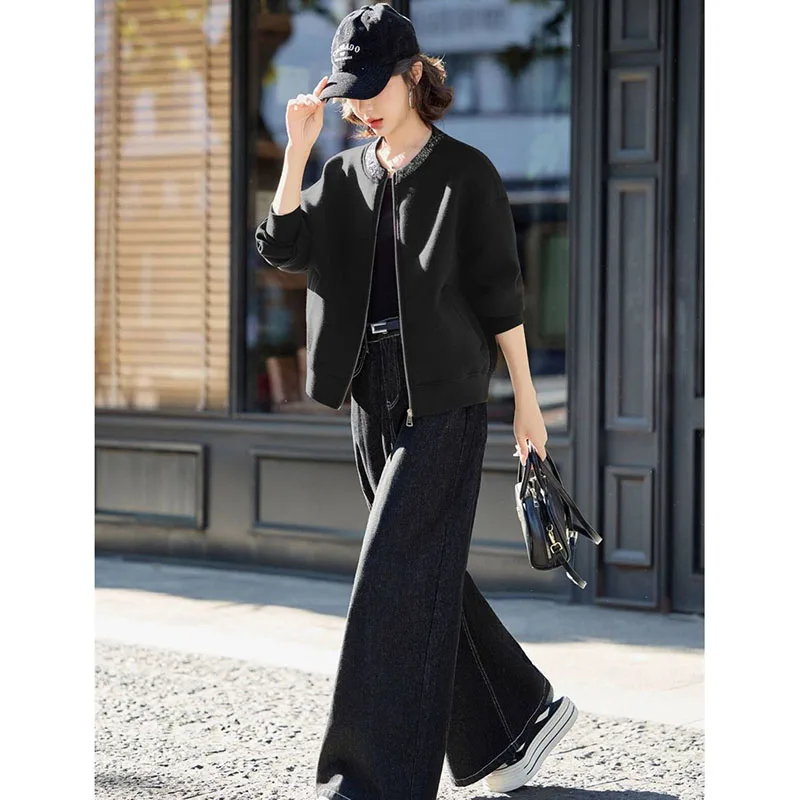 Korean Short round collar Jacket Women's Loose embroidery Coat Spring Autumn Leisure Tooling Jacket Coat Female Overwear Top
Korean Short round collar Jacket Women's Loose embroidery Coat Spring Autumn Leisure Tooling Jacket Coat Female Overwear Top