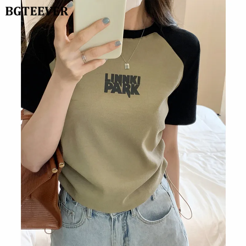 BGTEEVER Fashion O-neck Patchwork Ladies Cotton T-shirts Summer Tops Short Sleeve Slim Drawstring Letter Women Tees
BGTEEVER Fashion O-neck Patchwork Ladies Cotton T-shirts Summer Tops Short Sleeve Slim Drawstring Letter Women Tees