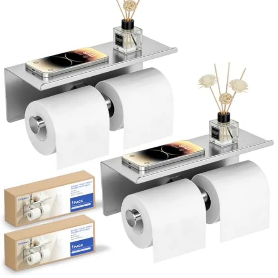 Pack Double Toilet Paper Holder with Shelf, Wall Mount Tissue Roll Holder, Heavy Duty 30 Stainless Steel Commercial Toilet Pape
Pack Double Toilet Paper Holder with Shelf, Wall Mount Tissue Roll Holder, Heavy Duty 30 Stainless Steel Commercial Toilet Pape