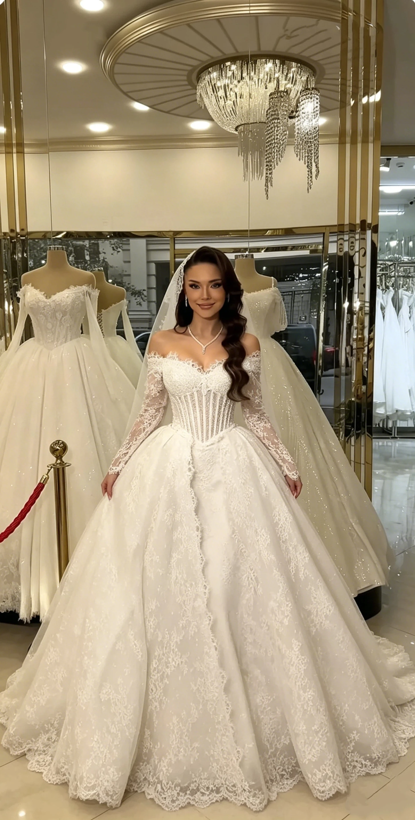 Luxurious A-Line Lace Decal Women's Wedding Dress Sexy Waist Cinching Backless Long Sleeved Princess Bride Dress Customized
Luxurious A-Line Lace Decal Women's Wedding Dress Sexy Waist Cinching Backless Long Sleeved Princess Bride Dress Customized