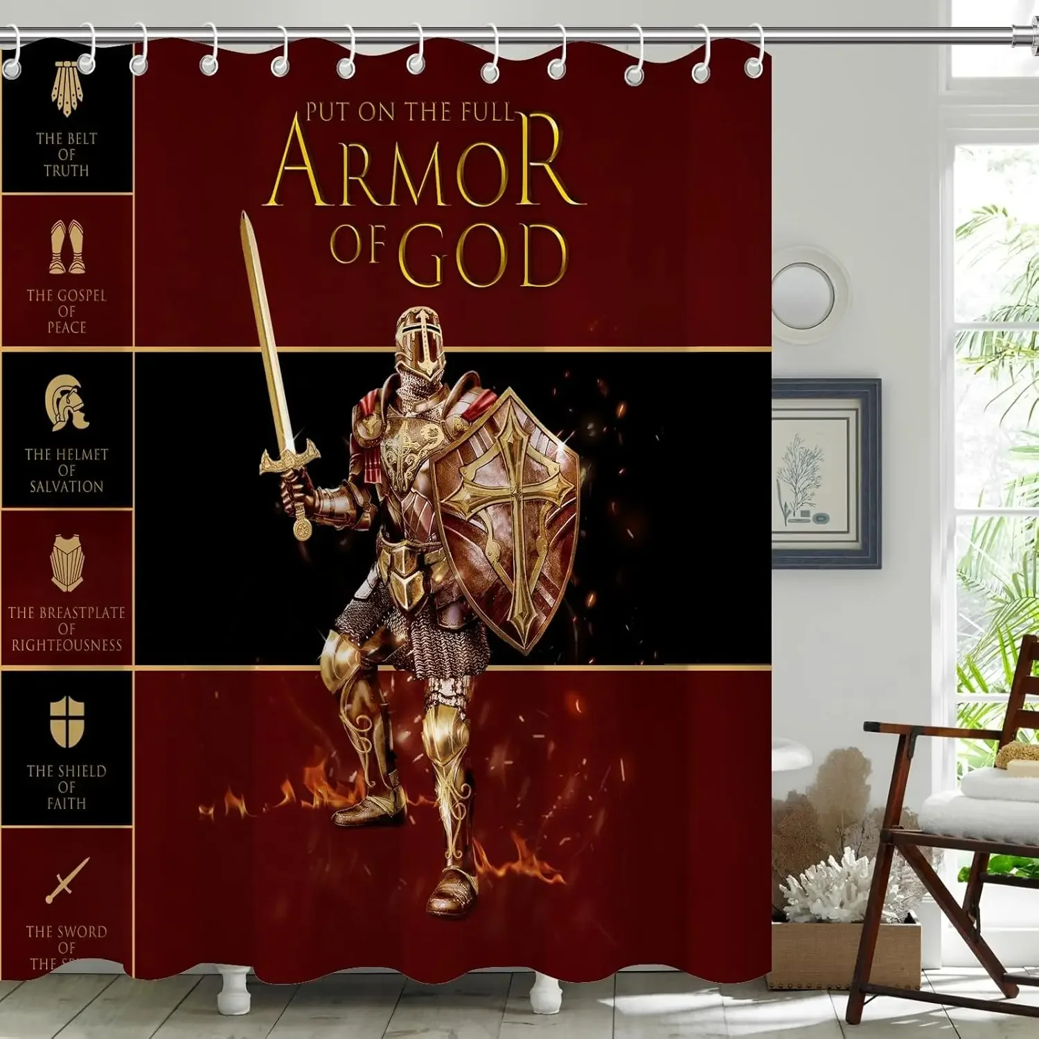 Christian Armor of God Shower Curtains,Funny Bathroom Curtain,Shower Curtains for Bathroom,Bath Curtain,72x72 Inches
Christian Armor of God Shower Curtains,Funny Bathroom Curtain,Shower Curtains for Bathroom,Bath Curtain,72x72 Inches