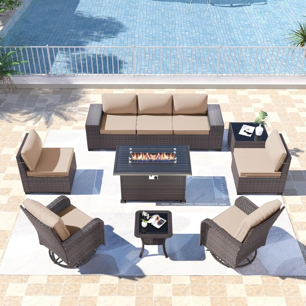 10PCS Outdoor Patio Furniture Set with 43" 55000BTU Gas Propane Fire Pit Table
10PCS Outdoor Patio Furniture Set with 43" 55000BTU Gas Propane Fire Pit Table