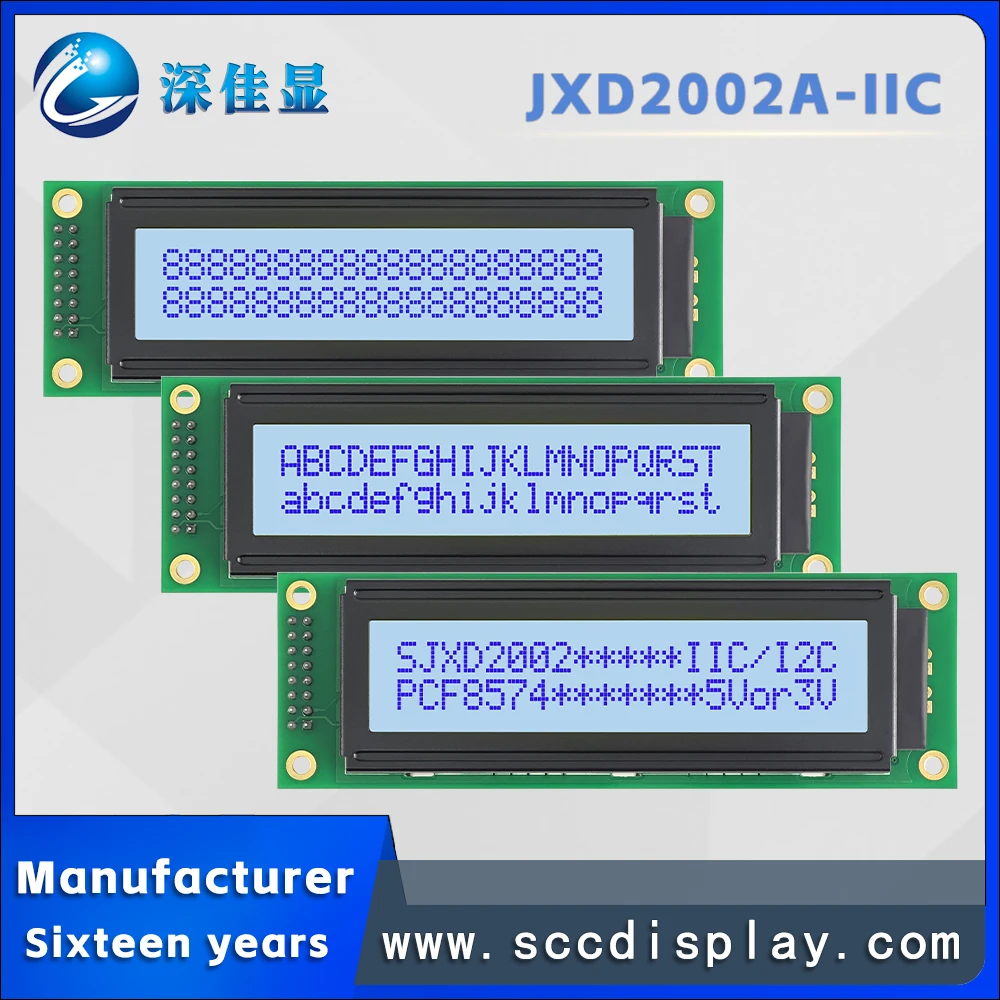 Practical LCD 20*2 character dot matrix screen JXD2002A-IIC STN Gray Positive IIC/I2C with backlight LCM display module
Practical LCD 20*2 character dot matrix screen JXD2002A-IIC STN Gray Positive IIC/I2C with backlight LCM display module