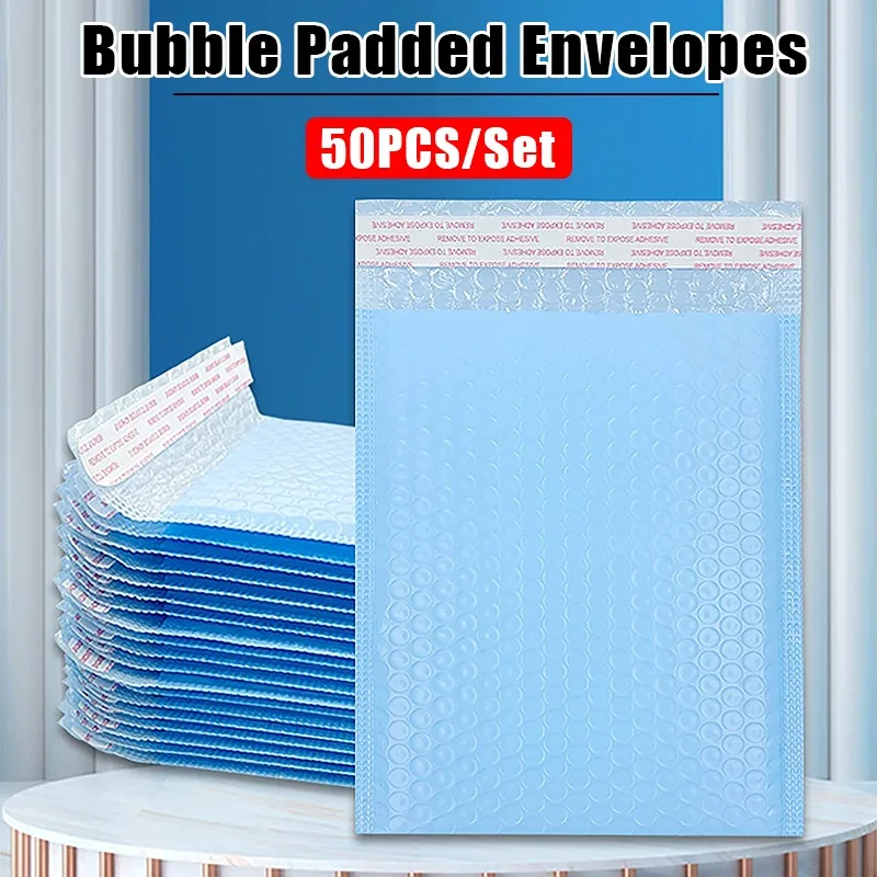 50Pcs/set Sky Blue Pearl Film Bubble Envelope Bag Waterproof Padded Mailing Self Seal Shipping Packaging Bags Bubble Mailers
50Pcs/set Sky Blue Pearl Film Bubble Envelope Bag Waterproof Padded Mailing Self Seal Shipping Packaging Bags Bubble Mailers