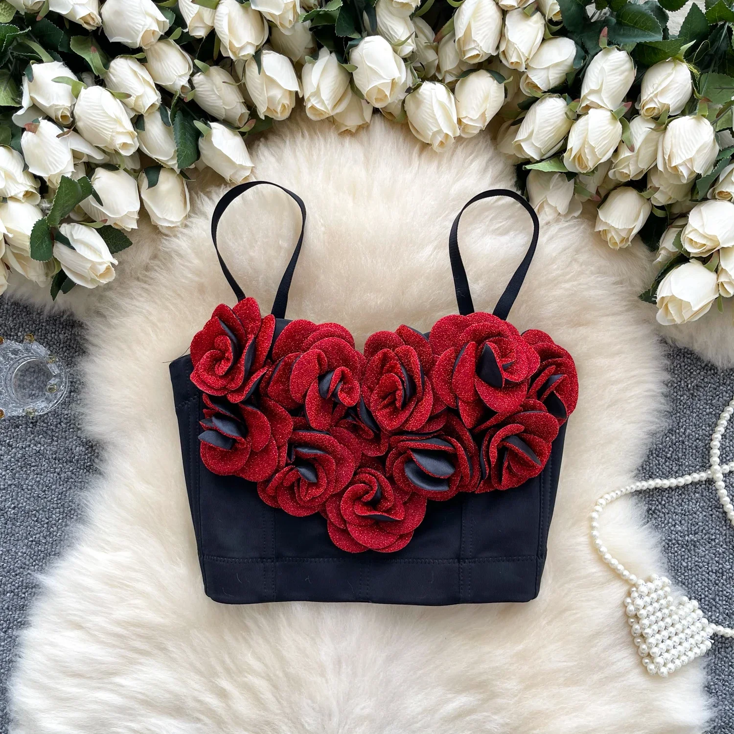 Chic Vintage Bustier Three-dimensional Flower Tank Top Korean Fashion Summer Beach sleeveless Women Sling Crop Top
Chic Vintage Bustier Three-dimensional Flower Tank Top Korean Fashion Summer Beach sleeveless Women Sling Crop Top