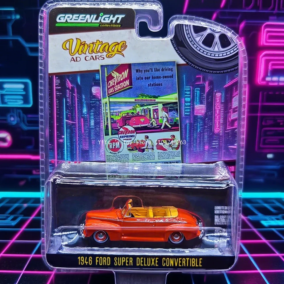 Green Light 1:64 1946 Ford Luxury Convertible Chevron Supreme Alloy Car Model, High-end Decorative Item, Car Children's Toy 28
Green Light 1:64 1946 Ford Luxury Convertible Chevron Supreme Alloy Car Model, High-end Decorative Item, Car Children's Toy 28