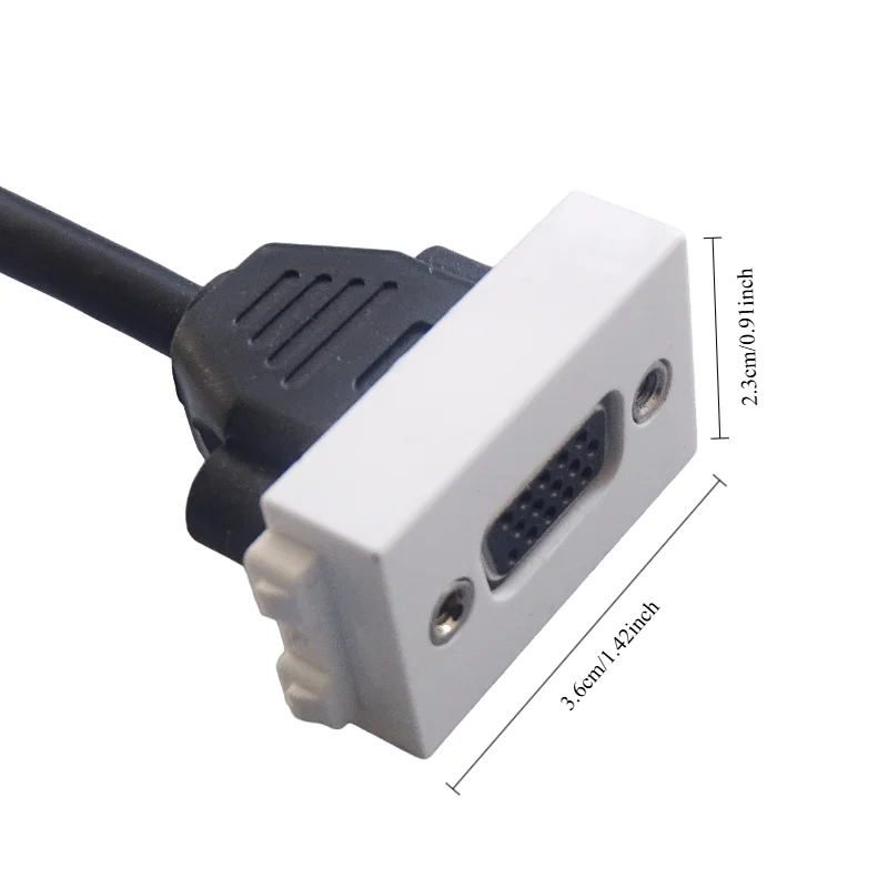 VGA15 hole with tail wire 20mm straight insertion female to female ground socket wall panel 23X36mm module
VGA15 hole with tail wire 20mm straight insertion female to female ground socket wall panel 23X36mm module